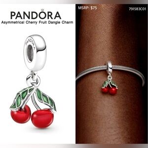 PANDORA Asymmetrical Cherry Fruit Dangle Charm w/box